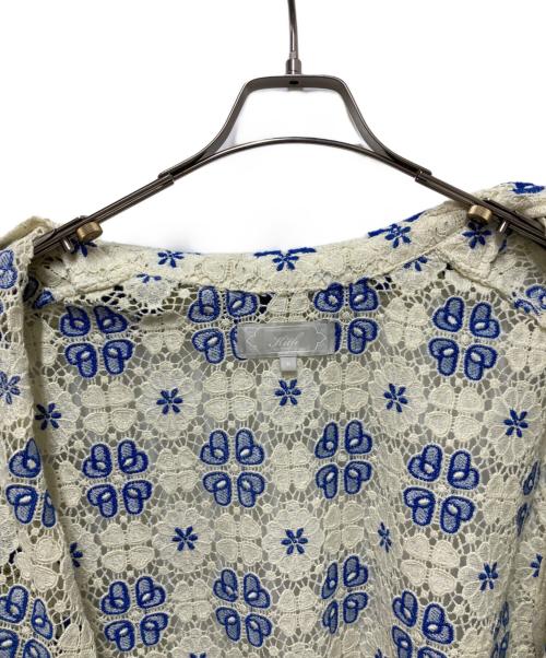 KITH（キス）KITH (キス) ADONIS CAMP COLLAR LONG SLEEVE SHIRT ホワイト×ブルー サイズ:Lの古着・服飾アイテム