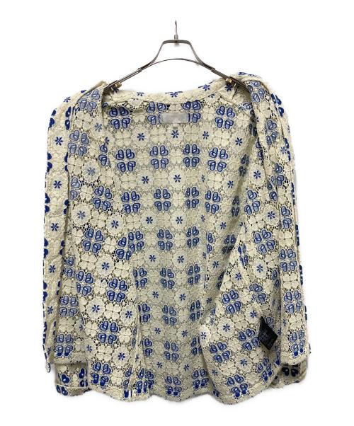 KITH（キス）KITH (キス) ADONIS CAMP COLLAR LONG SLEEVE SHIRT ホワイト×ブルー サイズ:Lの古着・服飾アイテム