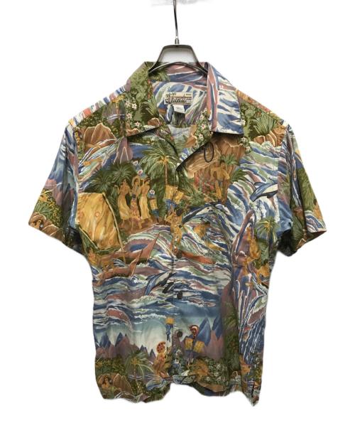 Patagonia（パタゴニア）Patagonia (パタゴニア) 00’Sメニュー柄アロハシャツ グリーン×ブルー サイズ:Sの古着・服飾アイテム