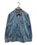 SUPREMEシュプリーム）の古着「Logo Stripe Jacquard Denim Shirt」｜インディゴ