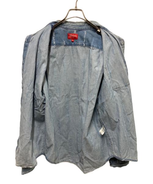 SUPREME（シュプリーム）SUPREME (シュプリーム) Logo Stripe Jacquard Denim Shirt インディゴ サイズ:Mの古着・服飾アイテム