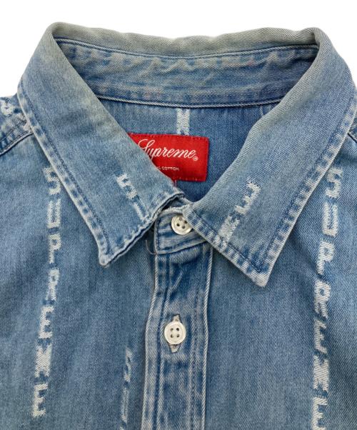 SUPREME（シュプリーム）SUPREME (シュプリーム) Logo Stripe Jacquard Denim Shirt インディゴ サイズ:Mの古着・服飾アイテム