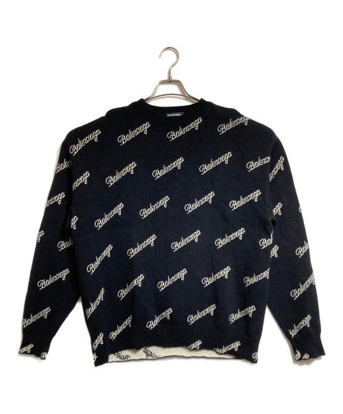 BALENCIAGA（バレンシアガ）BALENCIAGA (バレンシアガ) ALLOVER LOGO KNIT SWEATER ブラック サイズ:XSの古着・服飾アイテム
