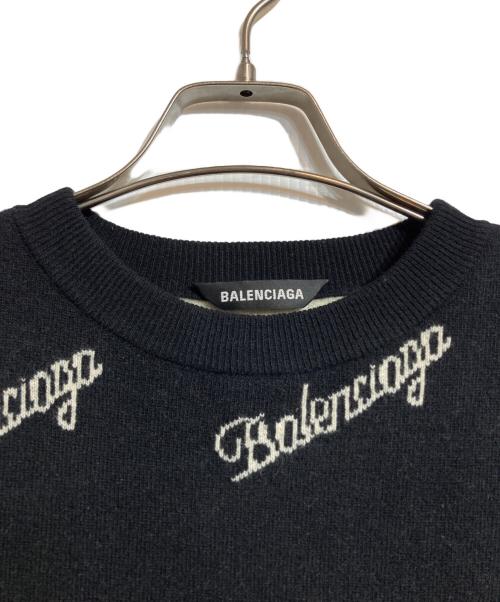 BALENCIAGA（バレンシアガ）BALENCIAGA (バレンシアガ) ALLOVER LOGO KNIT SWEATER ブラック サイズ:XSの古着・服飾アイテム
