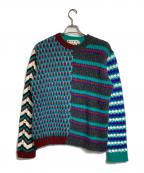 MARNIマルニ）の古着「マルチデザインニット」｜グリーン×ホワイト