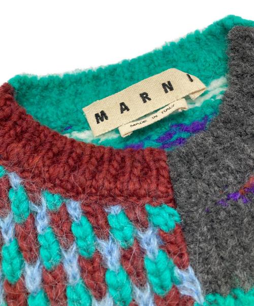 MARNI（マルニ）MARNI (マルニ) マルチデザインニット グリーン×ホワイト サイズ:46の古着・服飾アイテム