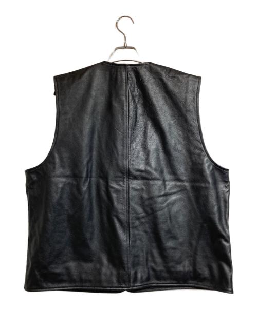 AT-DIRTY（アットダーティ）AT-DIRTY (アットダーティ) JERKIN LEATHER VEST ブラック サイズ:XLの古着・服飾アイテム
