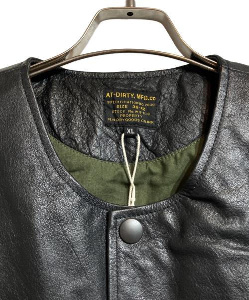 AT-DIRTY（アットダーティ）AT-DIRTY (アットダーティ) JERKIN LEATHER VEST ブラック サイズ:XLの古着・服飾アイテム