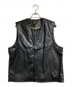 AT-DIRTYアットダーティ）の古着「JERKIN LEATHER VEST」｜ブラック