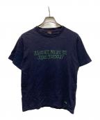 stussyステューシー）の古着「フロッキープリントTシャツ」｜ネイビー