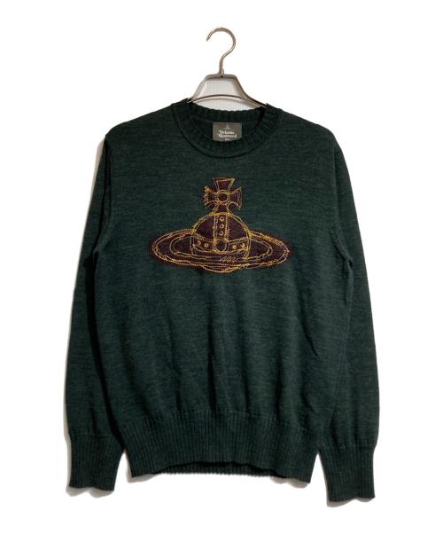 Vivienne Westwood man（ヴィヴィアン ウェストウッド マン）Vivienne Westwood man (ヴィヴィアン ウェストウッド マン) ROUGHLY STITCHED ORB KNIT グリーン サイズ:48の古着・服飾アイテム