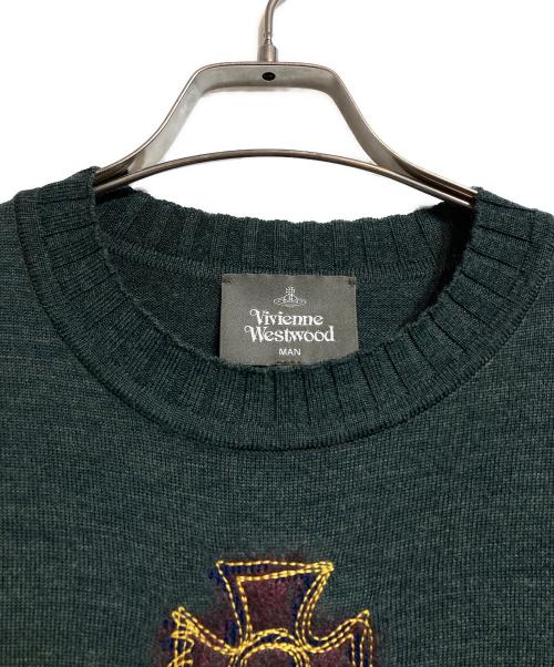 Vivienne Westwood man（ヴィヴィアン ウェストウッド マン）Vivienne Westwood man (ヴィヴィアン ウェストウッド マン) ROUGHLY STITCHED ORB KNIT グリーン サイズ:48の古着・服飾アイテム