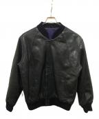 USEDユーズド）の古着「レザーブルゾン」｜ネイビー
