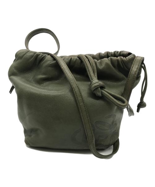LOEWE（ロエベ）LOEWE (ロエベ) アナグラムレザー巾着ショルダーバッグ グリーンの古着・服飾アイテム