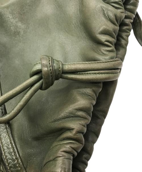 LOEWE（ロエベ）LOEWE (ロエベ) アナグラムレザー巾着ショルダーバッグ グリーンの古着・服飾アイテム