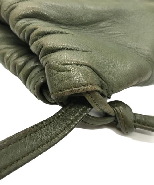 LOEWE（ロエベ）LOEWE (ロエベ) アナグラムレザー巾着ショルダーバッグ グリーンの古着・服飾アイテム