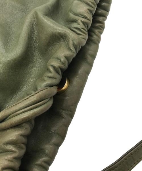 LOEWE（ロエベ）LOEWE (ロエベ) アナグラムレザー巾着ショルダーバッグ グリーンの古着・服飾アイテム