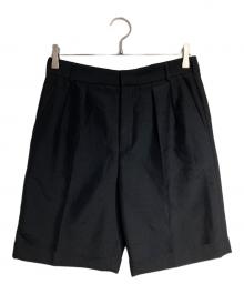 Saint Laurent Paris（サンローランパリ）の古着「ウールモヘア2タックショーツ/Wool Mohair 2-Tuck Shorts」｜ブラック