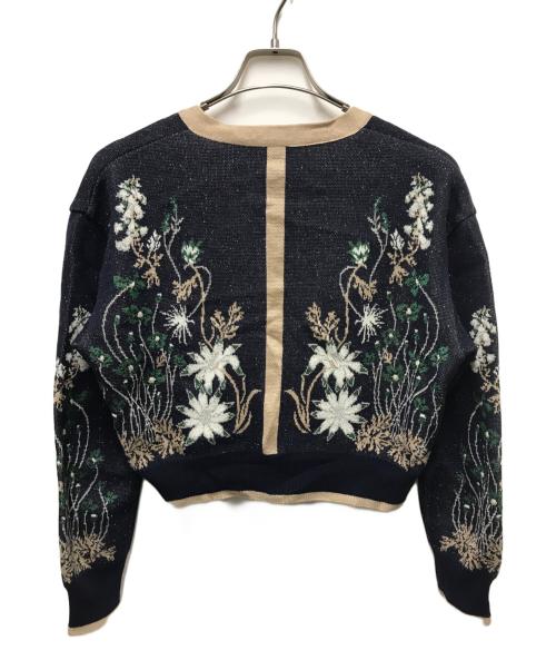 MURRAL（ミューラル）MURRAL (ミューラル) Garden flower knit cardigan ネイビー サイズ:Fの古着・服飾アイテム