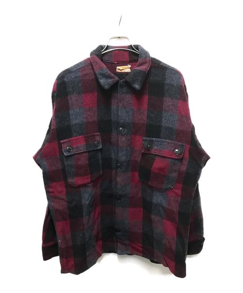 HUMPHREY（-）HUMPHREY (-) 70’sウールチェックシャツ グレー×レッド サイズ:-の古着・服飾アイテム