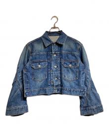 sacai（サカイ）の古着「フレアスリーブクロップドデニムジャケット」｜ブルー