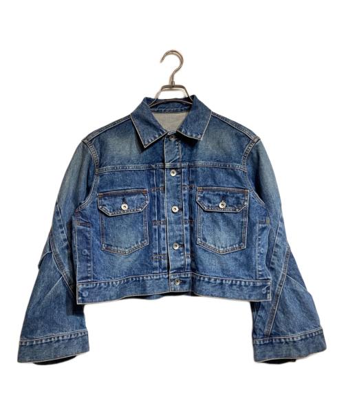 sacai（サカイ）sacai (サカイ) フレアスリーブクロップドデニムジャケット ブルー サイズ:1の古着・服飾アイテム