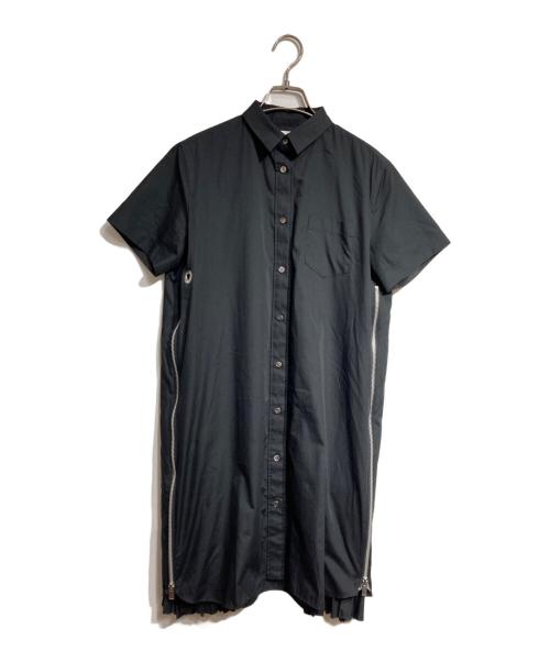 sacai（サカイ）sacai (サカイ) サイドジッププリーツシャツワンピ/Side-zip pleated shirt dress ブラック サイズ:2の古着・服飾アイテム