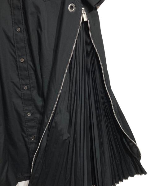 sacai（サカイ）sacai (サカイ) サイドジッププリーツシャツワンピ/Side-zip pleated shirt dress ブラック サイズ:2の古着・服飾アイテム
