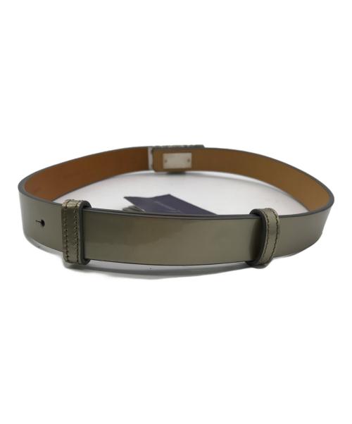 RALPH LAUREN（ラルフローレン）RALPH LAUREN (ラルフローレン) Skinny Leather Belt エナメルレザーベルト グレー サイズ:XSの古着・服飾アイテム