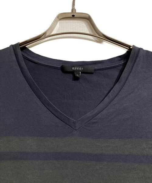 GUCCI（グッチ）GUCCI (グッチ) VネックTシャツ/Vneck Tee ネイビー サイズ:Lの古着・服飾アイテム