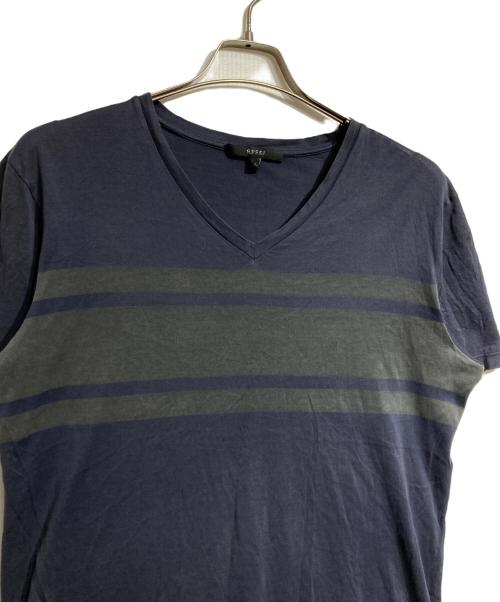 GUCCI（グッチ）GUCCI (グッチ) VネックTシャツ/Vneck Tee ネイビー サイズ:Lの古着・服飾アイテム