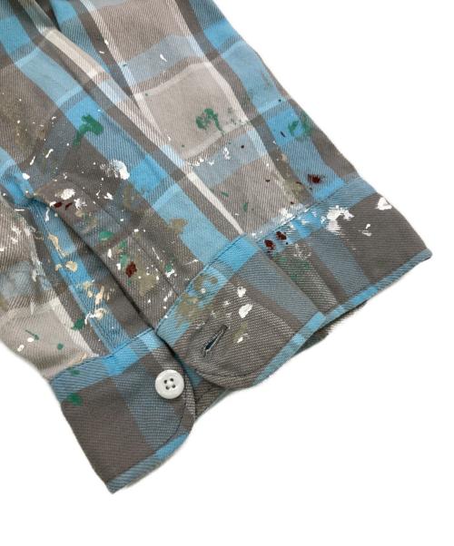 BOWWOW（バウワウ）BOWWOW (バウワウ) PAINT STAINED FLANNEL SHIRT グレー サイズ:Mの古着・服飾アイテム