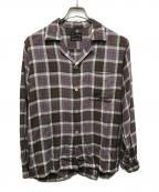 Super Domainスーパードメイン）の古着「60s オープンカラーレーヨンチェックシャツ」｜グレー