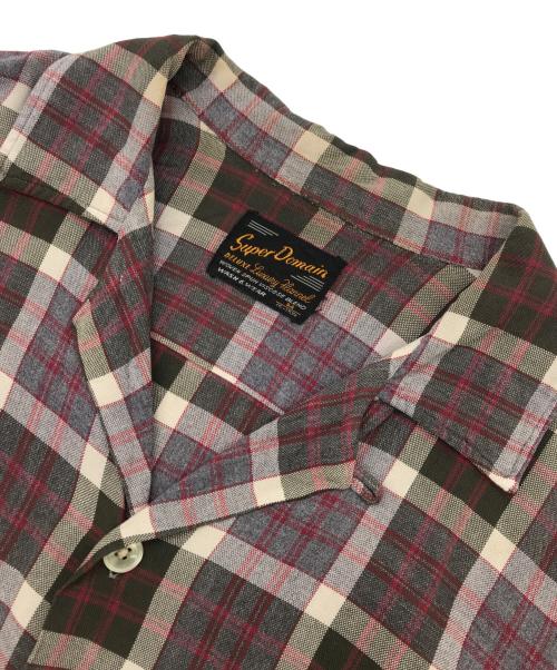 Super Domain（スーパードメイン）Super Domain (スーパードメイン) 60s オープンカラーレーヨンチェックシャツ グレー サイズ:Mの古着・服飾アイテム