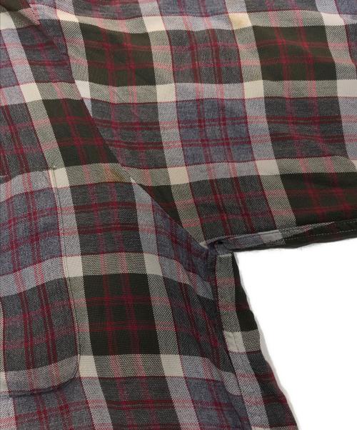 Super Domain（スーパードメイン）Super Domain (スーパードメイン) 60s オープンカラーレーヨンチェックシャツ グレー サイズ:Mの古着・服飾アイテム