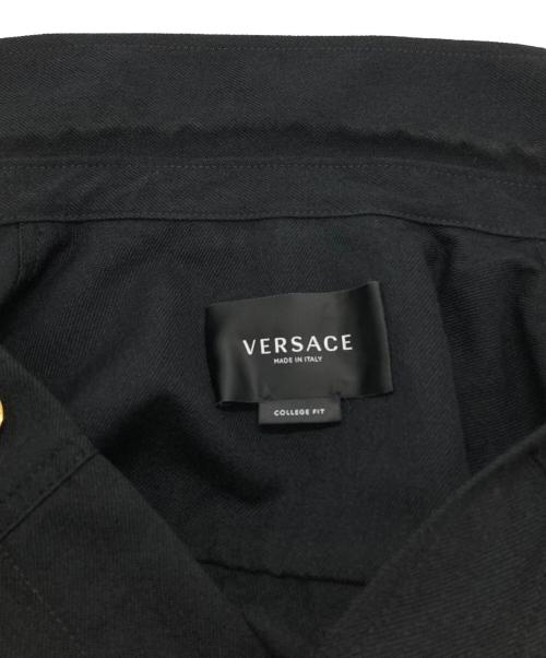 VERSACE（ヴェルサーチェ）VERSACE (ヴェルサーチェ) メデューサボタンウールシャツブルゾン ブラック サイズ:48の古着・服飾アイテム
