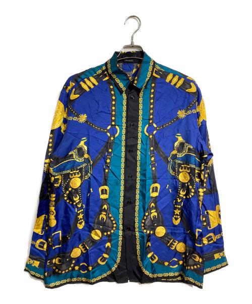 VERSACE（ヴェルサーチェ）VERSACE (ヴェルサーチェ) バロッコシルクシャツ/Barocco Silk Shirt ブルー サイズ:50の古着・服飾アイテム