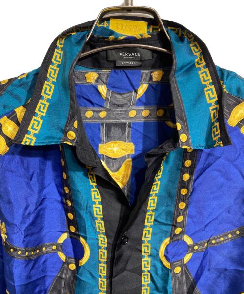 VERSACE（ヴェルサーチェ）VERSACE (ヴェルサーチェ) バロッコシルクシャツ/Barocco Silk Shirt ブルー サイズ:50の古着・服飾アイテム