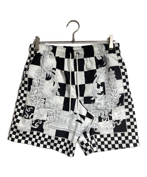 VERSACE（ヴェルサーチェ）VERSACE (ヴェルサーチェ) ビーチウェアボードショーツ/Beachwear board shorts ホワイト×ブラック サイズ:4の古着・服飾アイテム