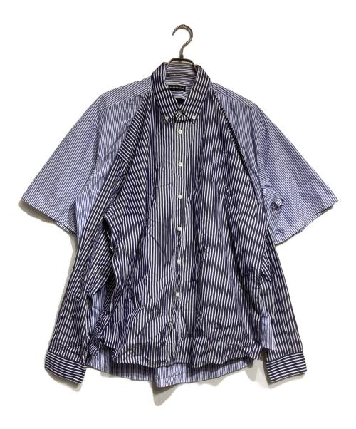 BALENCIAGA（バレンシアガ）BALENCIAGA (バレンシアガ) Double Layer Stripe Shirt/ダブルレイヤードストライプシャツ ブルー サイズ:37の古着・服飾アイテム