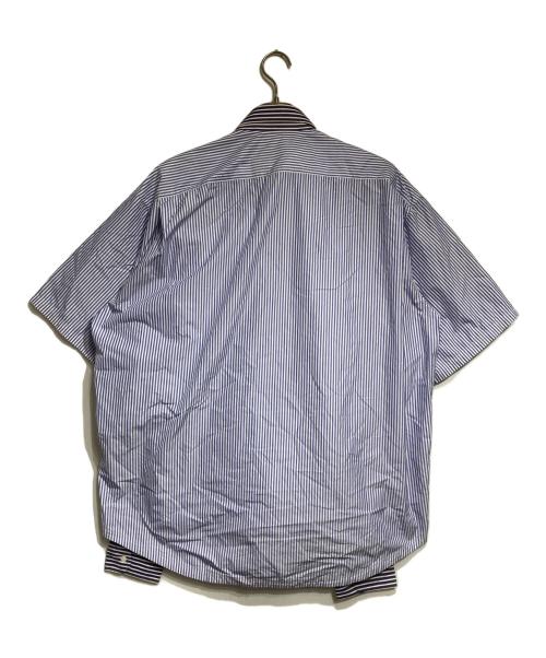 BALENCIAGA（バレンシアガ）BALENCIAGA (バレンシアガ) Double Layer Stripe Shirt/ダブルレイヤードストライプシャツ ブルー サイズ:37の古着・服飾アイテム
