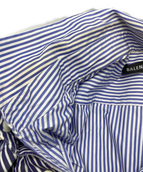 BALENCIAGA（バレンシアガ）BALENCIAGA (バレンシアガ) Double Layer Stripe Shirt/ダブルレイヤードストライプシャツ ブルー サイズ:37の古着・服飾アイテム