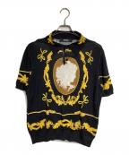 VERSACEヴェルサーチェ）の古着「ニット シルク ポロ シャツ コーラル シアター」｜ブラック