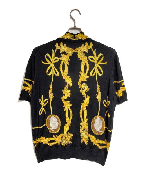 VERSACE（ヴェルサーチェ）VERSACE (ヴェルサーチェ) ニット シルク ポロ シャツ コーラル シアター ブラック サイズ:52の古着・服飾アイテム