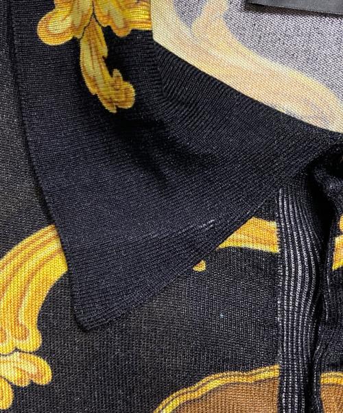 VERSACE（ヴェルサーチェ）VERSACE (ヴェルサーチェ) ニット シルク ポロ シャツ コーラル シアター ブラック サイズ:52の古着・服飾アイテム