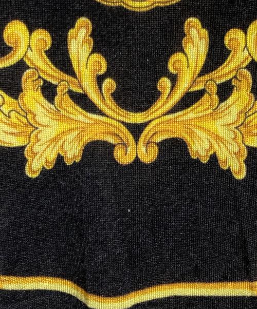 VERSACE（ヴェルサーチェ）VERSACE (ヴェルサーチェ) ニット シルク ポロ シャツ コーラル シアター ブラック サイズ:52の古着・服飾アイテム