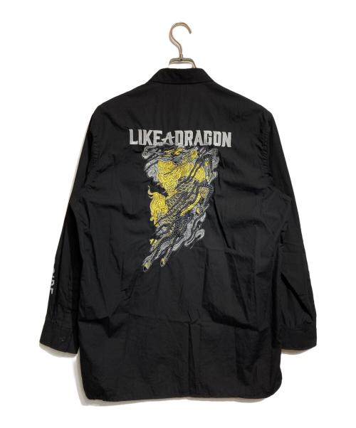 WILDSIDE YOHJI YAMAMOTO（ワイルドサイド ヨウジ ヤマモト）WILDSIDE YOHJI YAMAMOTO (ワイルドサイド ヨウジ ヤマモト) 龍が如く (龍ガ如ク) Cotton Embroidery Shirt (麒麟) ブラック サイズ:3の古着・服飾アイテム