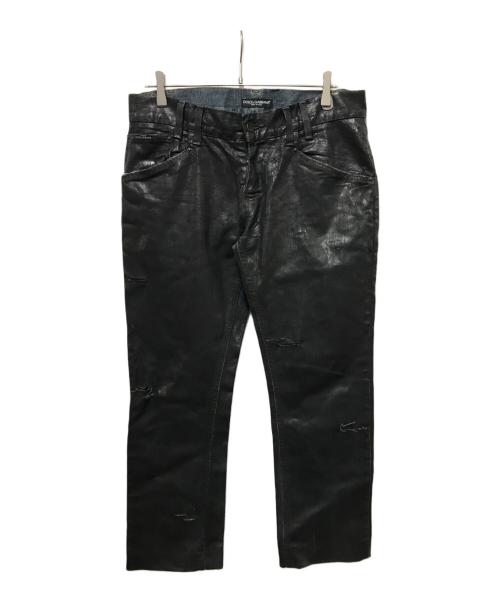 DOLCE & GABBANA（ドルチェ＆ガッバーナ）DOLCE & GABBANA (ドルチェ＆ガッバーナ) コーティングデニムパンツ ブラック サイズ:46の古着・服飾アイテム