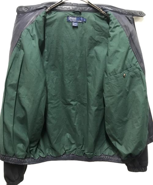 POLO RALPH LAUREN（ポロ・ラルフローレン）POLO RALPH LAUREN (ポロ・ラルフローレン) 90Sレザースイングトップ ネイビー サイズ:Lの古着・服飾アイテム