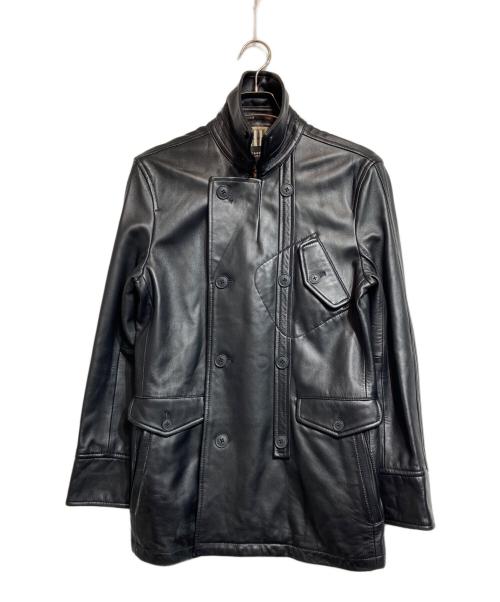 BURBERRY BLACK LABEL（バーバリーブラックレーベル）BURBERRY BLACK LABEL (バーバリーブラックレーベル) ラムレザーコート ブラック サイズ:Ｍの古着・服飾アイテム